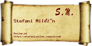 Stefani Milán névjegykártya